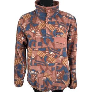 Patagonia Synchilla Snap-T Pullover Canyon Block Big Sisu Brown Women’s S Fleece
